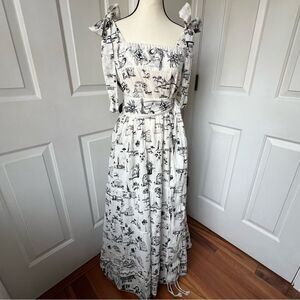 Sue Sartor x Katie Kime Maxi Flounce Charleston Toile Camellia Ties Size XS